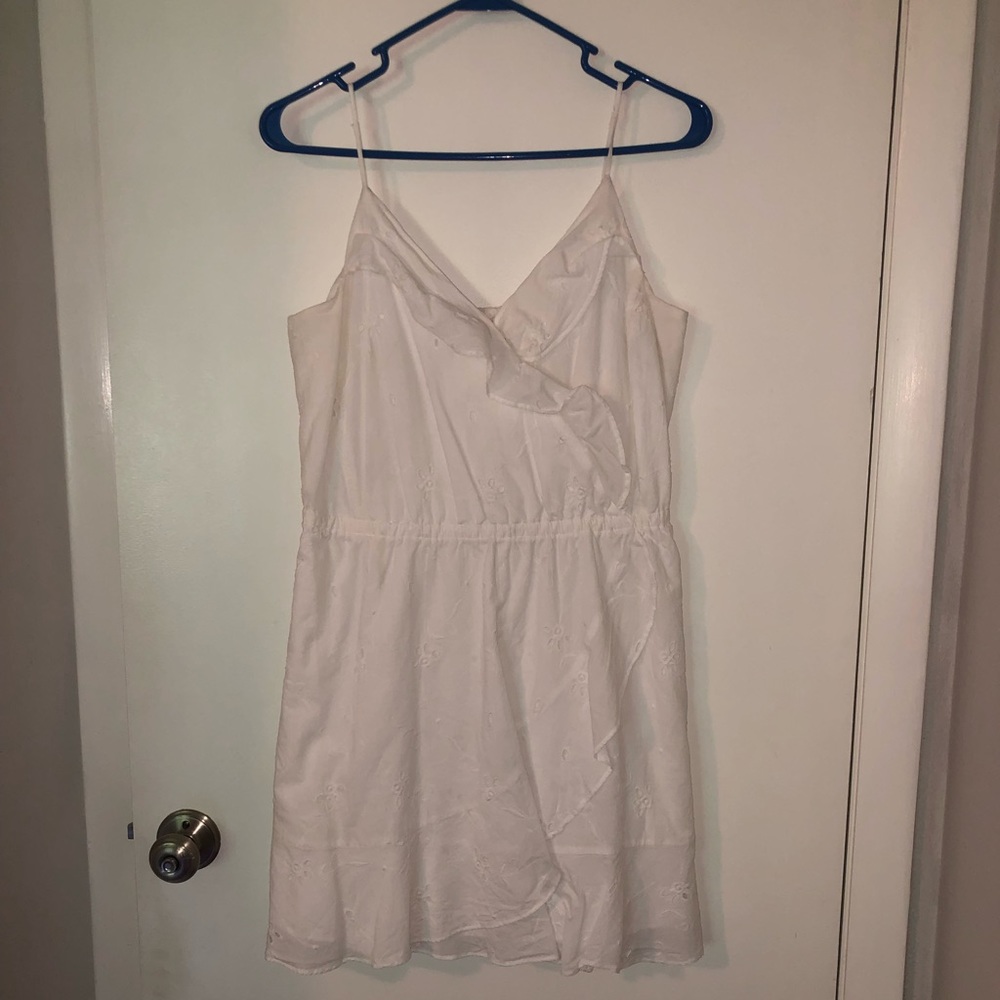 Express White Eyelet Faux Wrap Dress